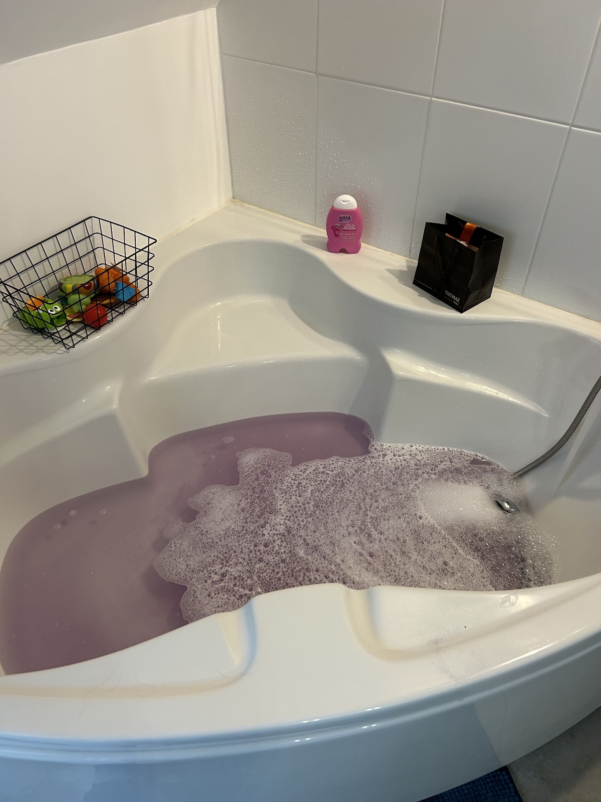 Baignoire dans la seconde salle de bain du gîte à Effiat